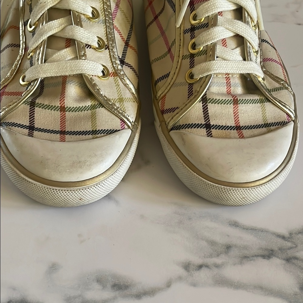 Coach Gold and Plaid Sneakers - Picture 4 of 6